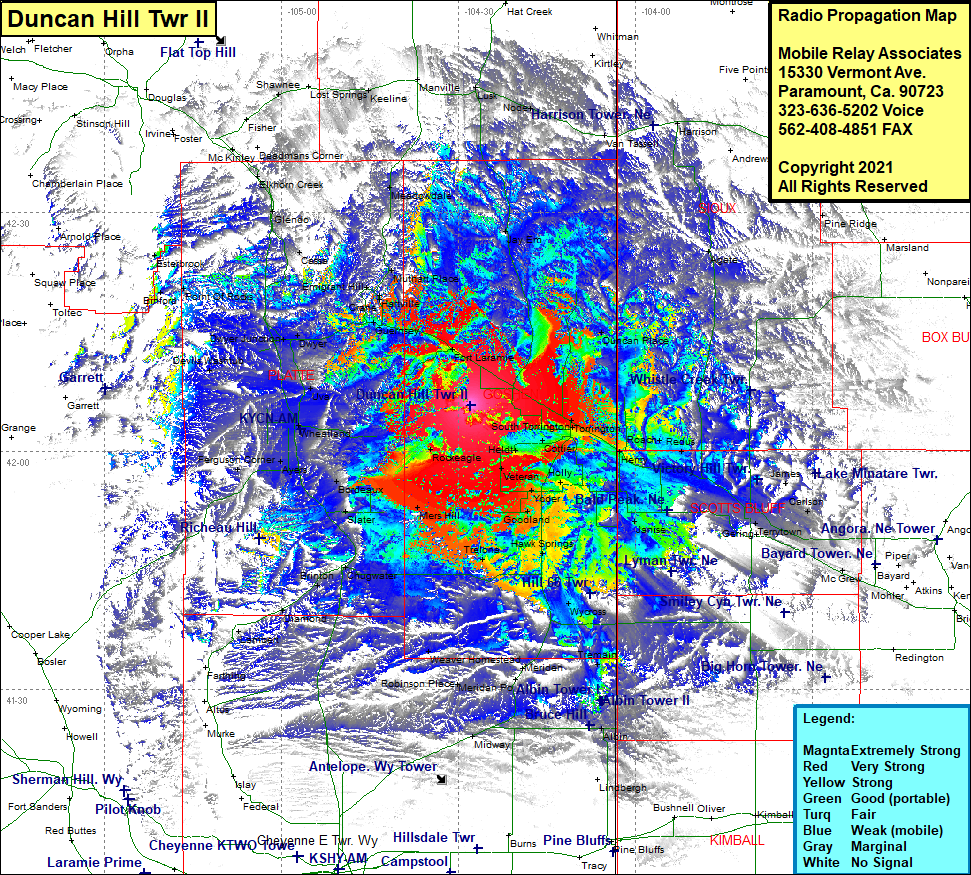 heat map radio coverage Duncan Hill Twr II